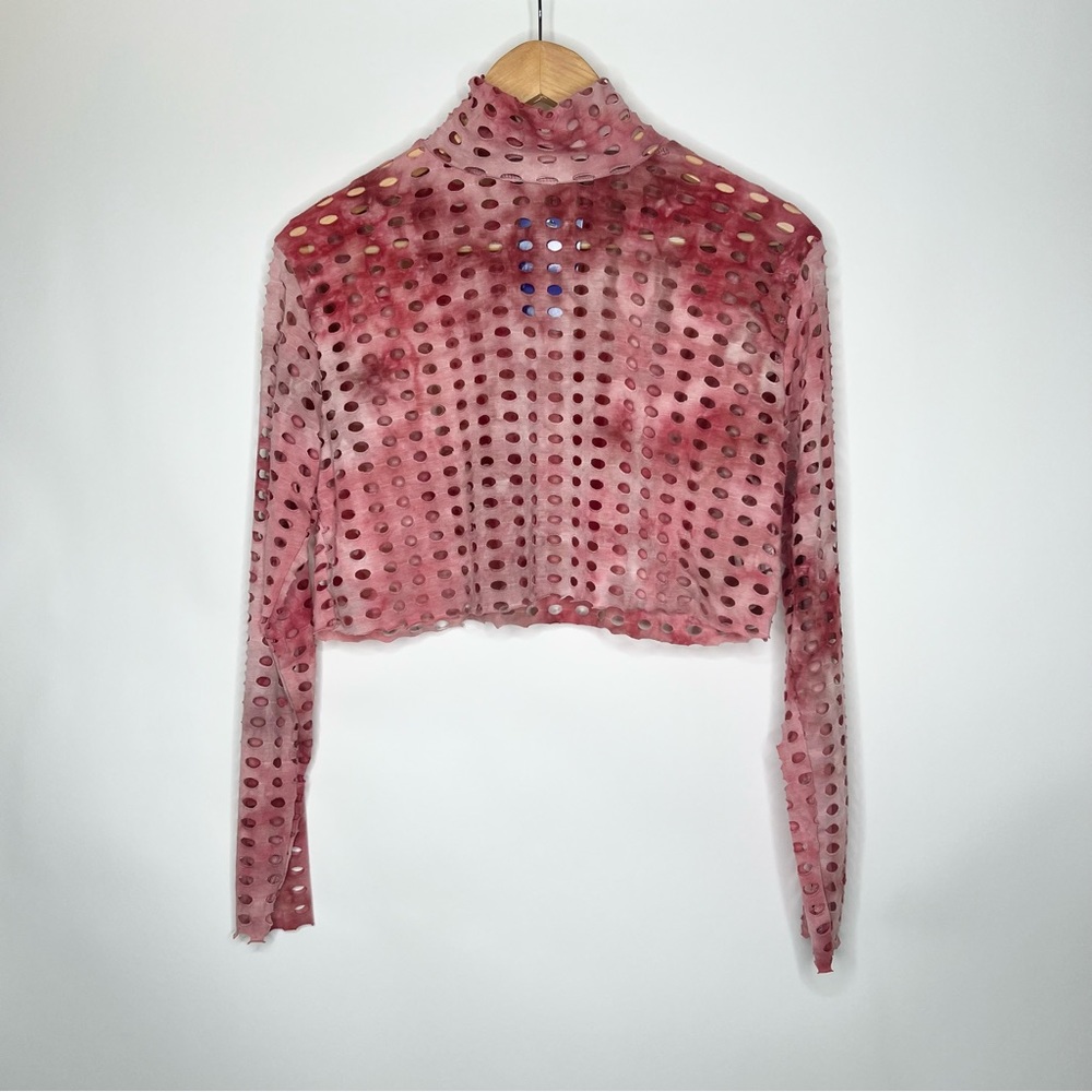 NWT VIN VIN BC JEWELS EYELET LONGSLEEVE CROP TOP MEDIUM PINK TIE DYE